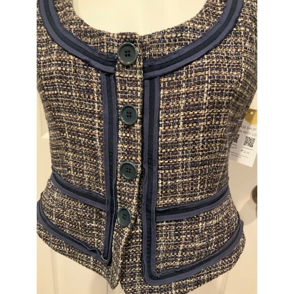 BCBG Max Azria Multicolor Plaid Short Sleeve Tweed Jacket, Size Small - Picture 3 of 9